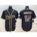 Green Bay Packers #12 Aaron Rodgers Black Gold With Patch Cool Base Stitched Jersey