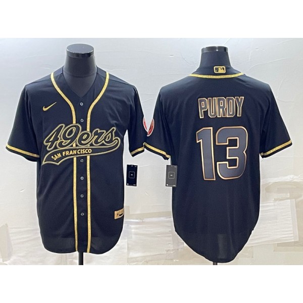 San Francisco 49ers #13 Brock Purdy Black Gold With Patch Cool Base Stitched Jersey