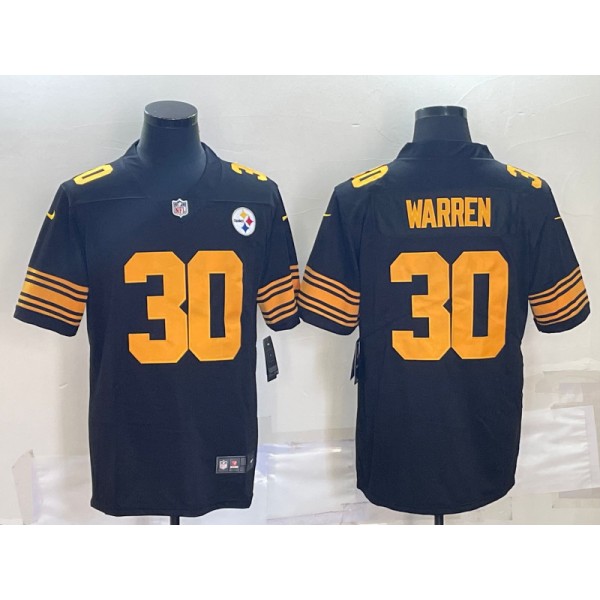 Pittsburgh Steelers #30 Jaylen Warren Black Color Rush Stitched Jersey