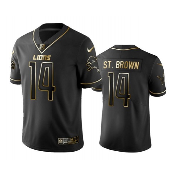 Detroit Lions #14 Amon-Ra St. Brown Black Gold Edition Stitched Jersey