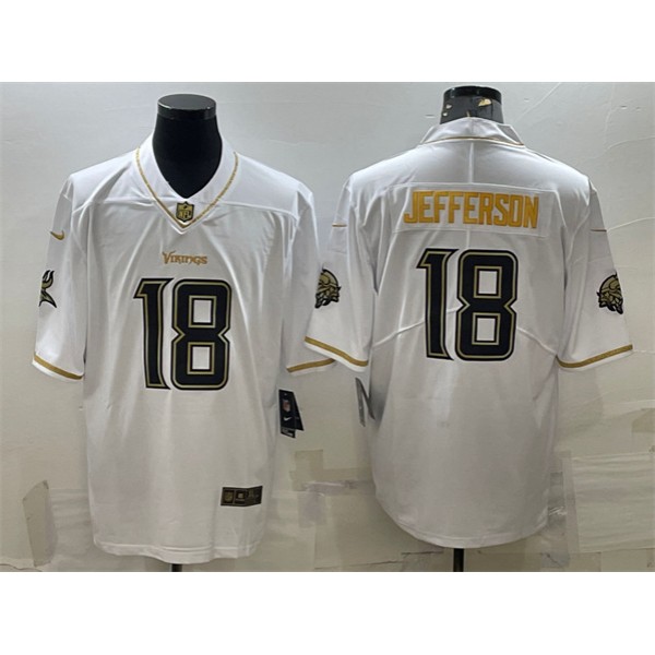 Minnesota Vikings #18 Justin Jefferson White Golden Edition Limited Stitched Jersey