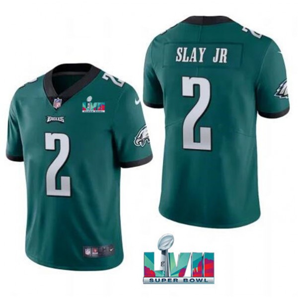 Philadelphia Eagles #2 Darius Slay JR Green Super Bowl LVII Patch Vapor Untouchable Limited Stitched Jersey