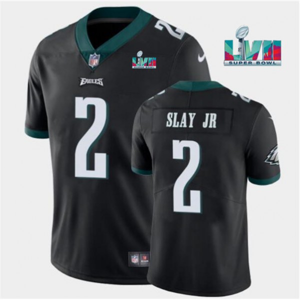 Philadelphia Eagles #2 Darius Slay JR Black Super Bowl LVII Patch Vapor Untouchable Limited Stitched Jersey