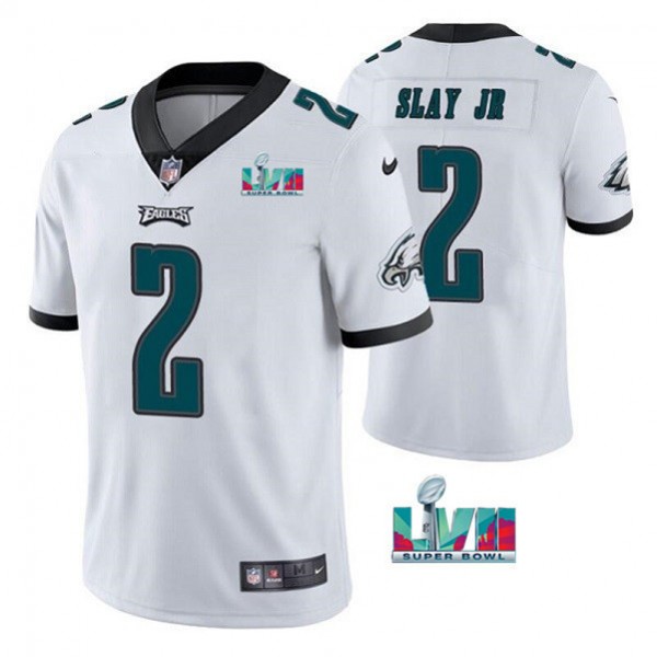 Philadelphia Eagles #2 Darius Slay JR White Super Bowl LVII Patch Vapor Untouchable Limited Stitched Jersey