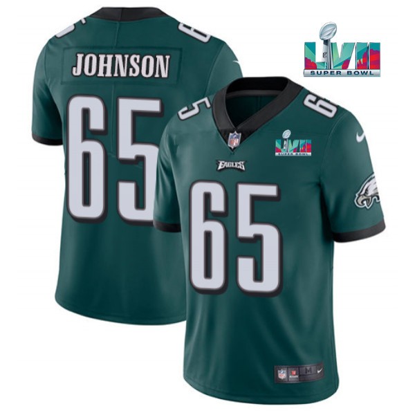 Philadelphia Eagles #65 Lane Johnson Green Super Bowl LVII Patch Vapor Untouchable Limited Stitched Jersey