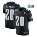 Philadelphia Eagles #20 Brian Dawkins Black Super Bowl LVII Patch Vapor Untouchable Limited Stitched Jersey