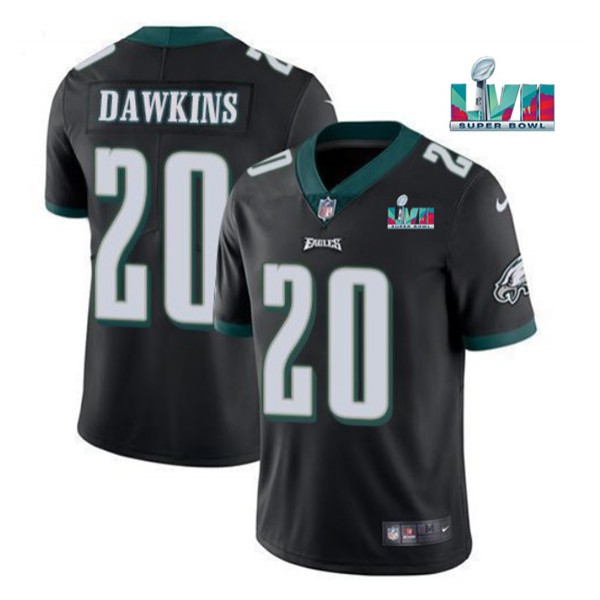 Philadelphia Eagles #20 Brian Dawkins Black Super Bowl LVII Patch Vapor Untouchable Limited Stitched Jersey