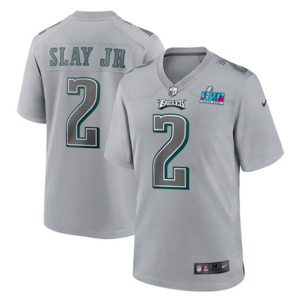 Philadelphia Eagles #2 Darius Slay Jr. Gray Super Bowl LVII Patch Atmosphere Fashion Stitched Game Jersey