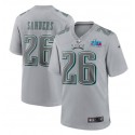 Philadelphia Eagles #26 Miles Sanders Gray Super Bowl LVII Patch Atmosphere Fashion Stitched Game Jersey