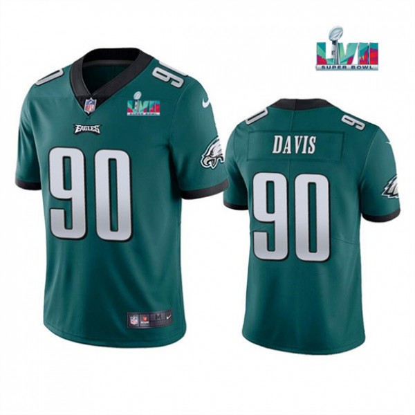 Philadelphia Eagles #90 Jordan Davis Green Super Bowl LVII Patch Vapor Untouchable Limited Stitched Jersey