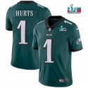 Philadelphia Eagles #1 Jalen Hurts Green Super Bowl LVII Patch Vapor Untouchable Limited Stitched Jersey
