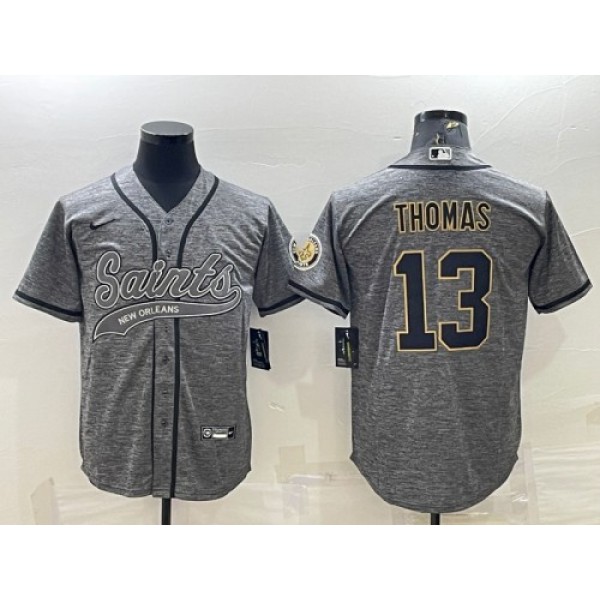 New Orleans Saints #13 Michael Thomas Gray With Patch Cool Base Stitched Jersey
