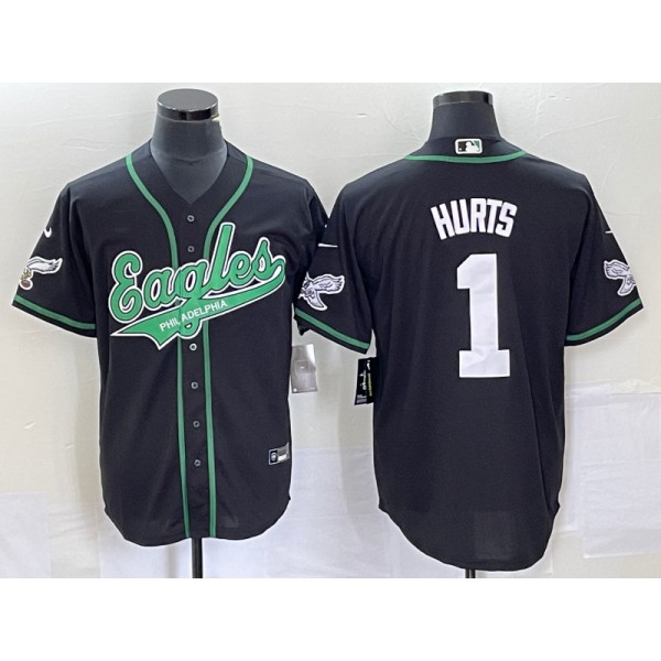 Philadelphia Eagles #1 Jalen Hurts Black Cool Base Stitched Jersey