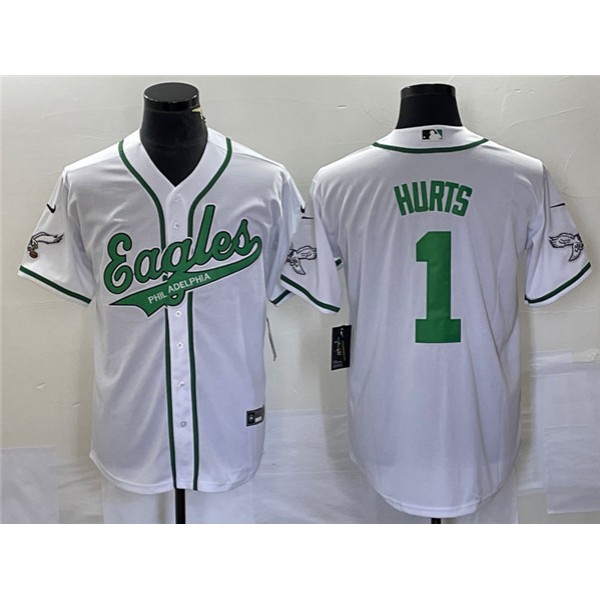 Philadelphia Eagles #1 Jalen Hurts White Cool Base Stitched Jersey