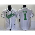 Philadelphia Eagles #1 Jalen Hurts White With C Patch Cool Base Stitched Jersey
