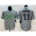 Philadelphia Eagles #11 A. J. Brown Gray With Patch Cool Base Stitched Jersey