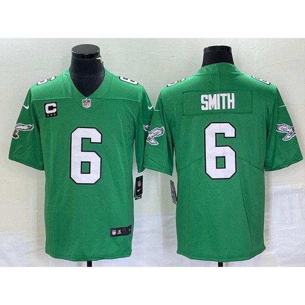 Philadelphia Eagles #6 DeVonta Smith Green Vapor Limited With C Patch Stitched Jersey