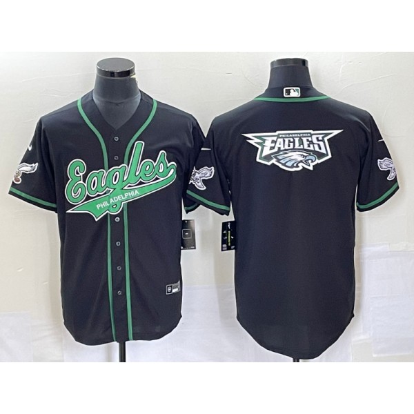 Philadelphia Eagles Black Team Big Logo Cool Base Stitched Jersey