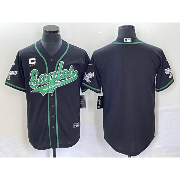 Philadelphia Eagles Blank Black With C Patch Cool Base Stitched Jersey