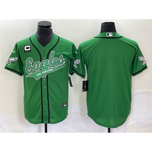 Philadelphia Eagles Blank Green With C Patch Cool Base Stitched Jersey