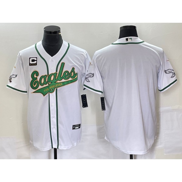 Philadelphia Eagles Blank White Gold With C Patch Cool Base Stitched Jersey