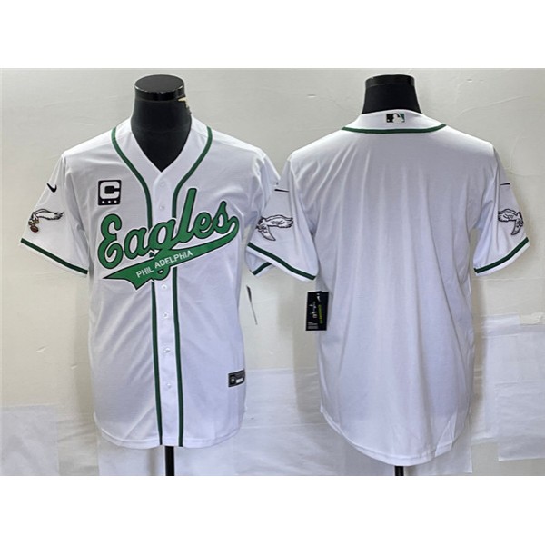 Philadelphia Eagles Blank White With C Patch Cool Base Stitched Jersey
