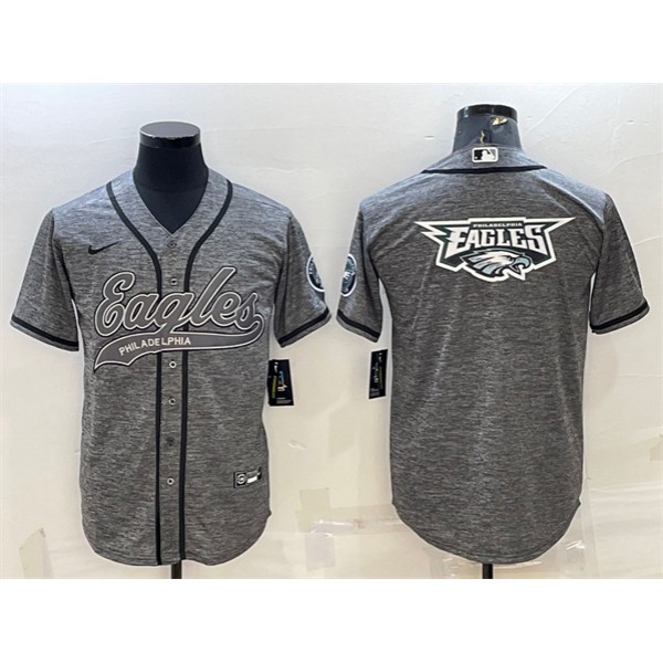 Philadelphia Eagles Gray Team Big Logo With Patch Cool Base Stitched Jersey