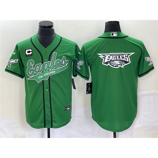 Philadelphia Eagles Green With C Patch Team Big Logo Cool Base Stitched Jersey