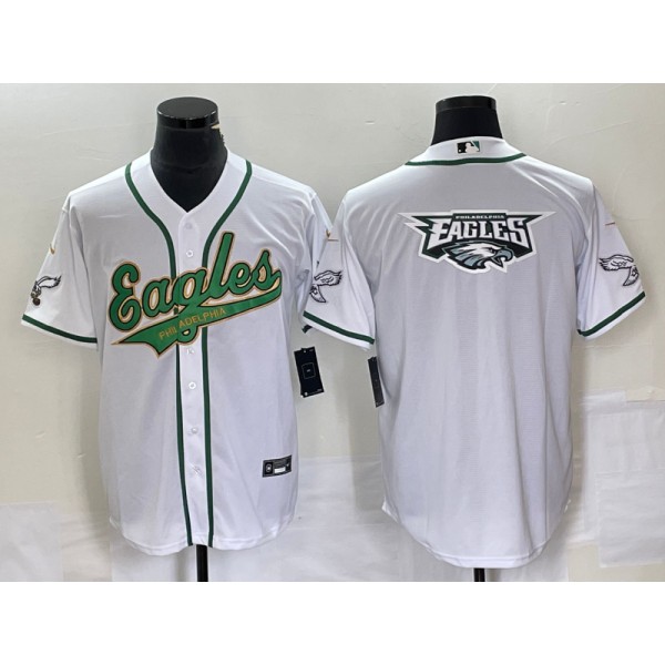 Philadelphia Eagles White Gold Team Big Logo Cool Base Stitched Jersey