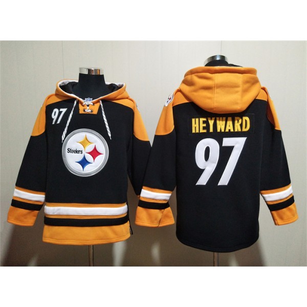 Pittsburgh Steelers #97 Cameron Heyward Black Ageless Must-Have Lace-Up Pullover Hoodie