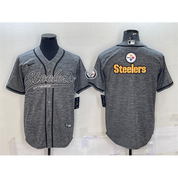 Pittsburgh Steelers Gray Team Big Logo With Patch Cool Base Stitched Jersey