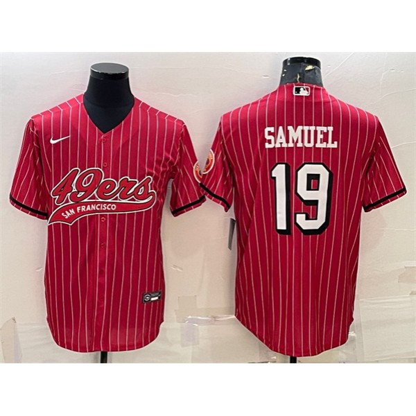 San Francisco 49ers #19 Deebo Samuel Red With Patch Cool Base Stitched Jersey