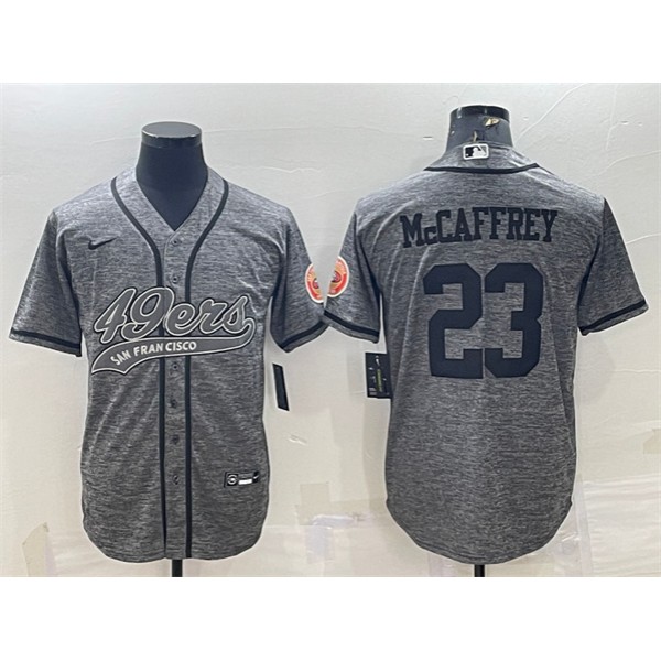 San Francisco 49ers #23 Christian McCaffrey Gray With Patch Cool Base Stitched Jersey