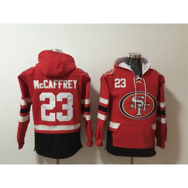 San Francisco 49ers #23 Christian McCaffrey Red Black Ageless Must-Have Lace-Up Pullover Hoodie