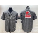 Cleveland Browns Gray Team Big Logo With Patch Cool Base Stitched Jersey