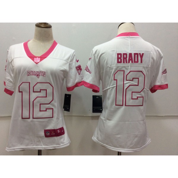 Women's Nike New England Patriots Active Player Custom White/ Pink Vapor Untouchable Limited Stitched Jersey
