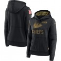 Women's Kansas City Chiefs 2020 Black Salute To Service Sideline Performance Pullover NFL Hoodie (Run Small)