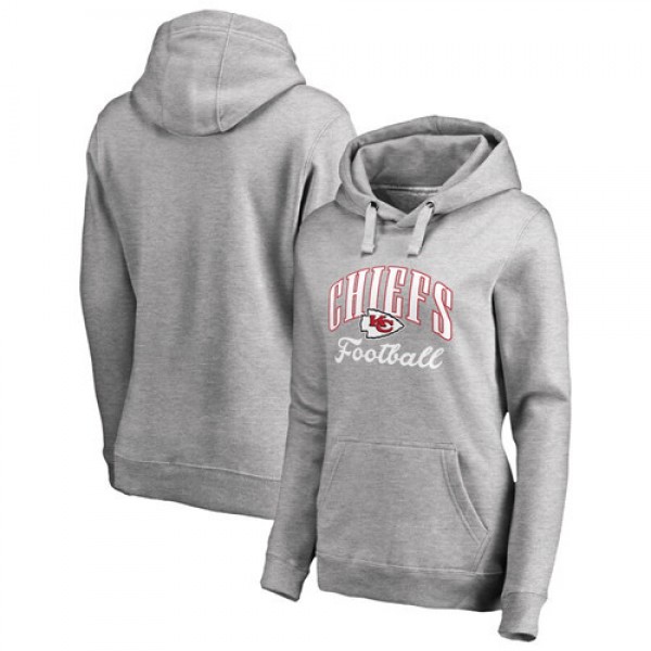 Women's  Kansas City Chiefs NFL Gray Pro Line by Fanatics Branded Victory Script Plus Size Pullover Hoodie