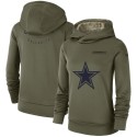Women's Dallas Cowboys  Olive Salute to Service Team Logo Performance Pullover NFL Hoodie