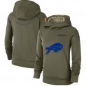 Women's Buffalo  Bills Olive Salute to Service Team Logo Performance Pullover NFL Hoodie