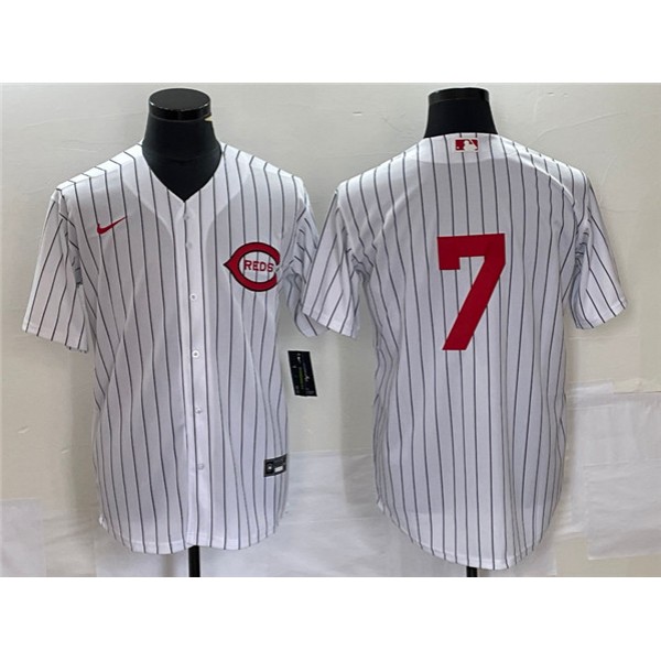 Cincinnati Reds #7 Spencer Steer White Field Of Dreams Stitched Jersey