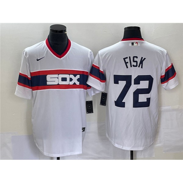 Chicago White Sox #72 Carlton Fisk White Cool Base Stitched Jersey