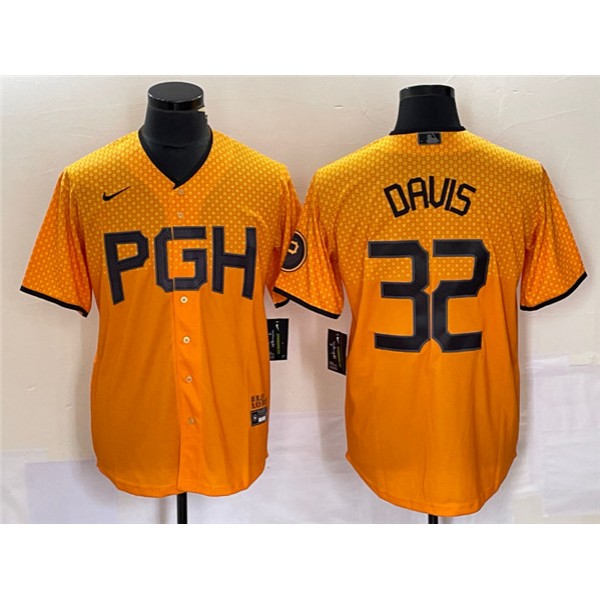 Pittsburgh Pirates #32 Henry Davis Gold 2023 City Connect Stitched Jersey