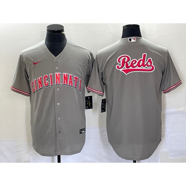 Cincinnati Reds Gray Team Big Logo Cool Base Stitched Jersey