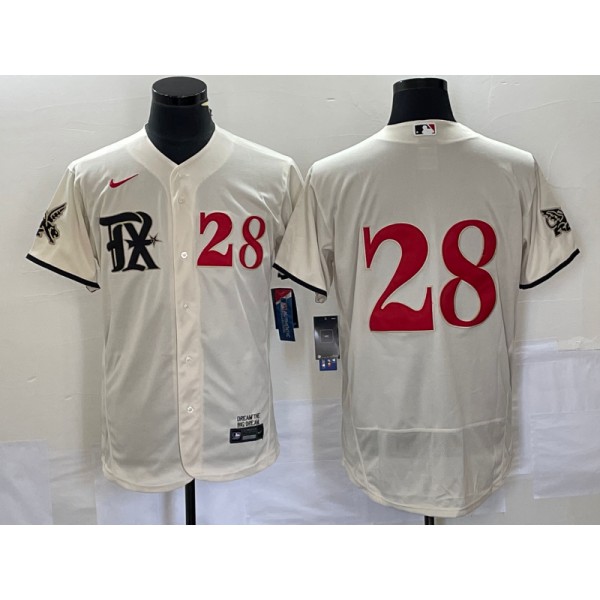Texas Rangers #28 Jonah Heim Cream 2023 City Connect Flex Base Stitched Jersey