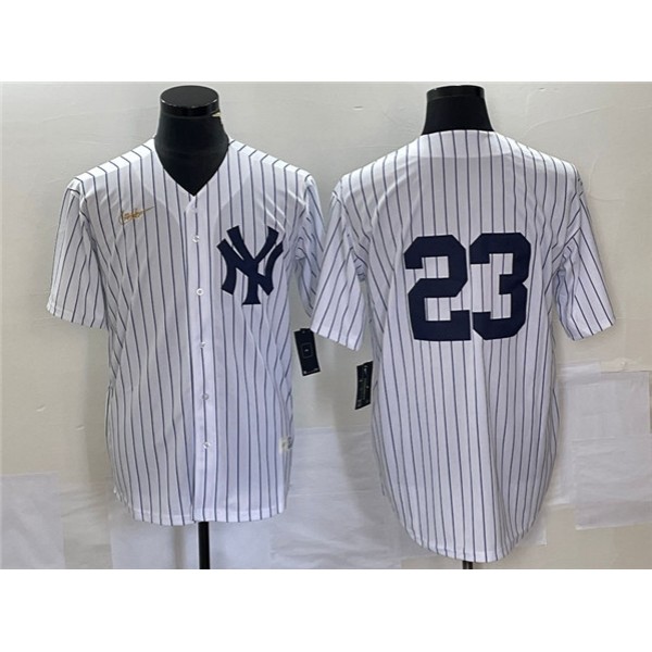 New York Yankees #23 Don Mattingly White Cool Base Stitched Jersey
