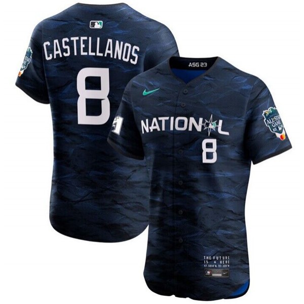 Philadelphia Phillies #8 Nick Castellanos Royal 2023 All-Star Flex Base Stitched Jersey