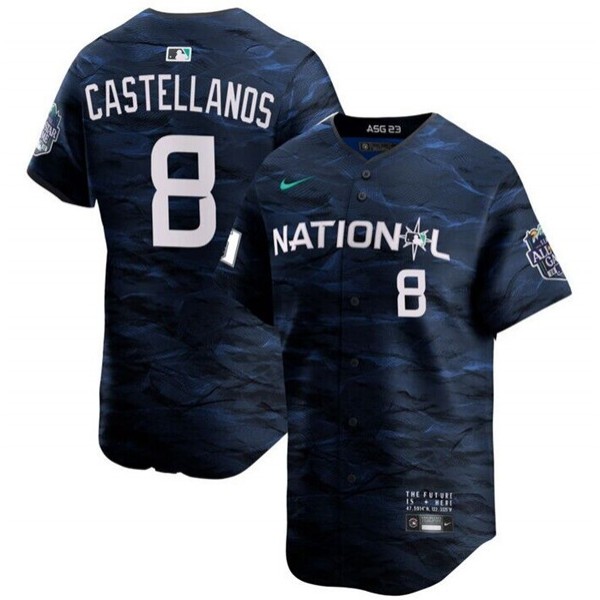 Philadelphia Phillies #8 Nick Castellanos Royal 2023 All-Star Cool Base Stitched Jersey