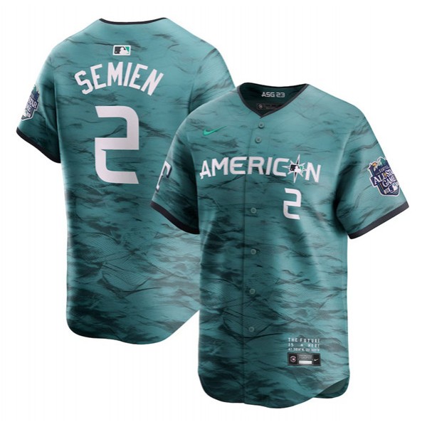 Texas Rangers #2 Marcus Semien Teal 2023 All-Star Cool Base Stitched Jersey