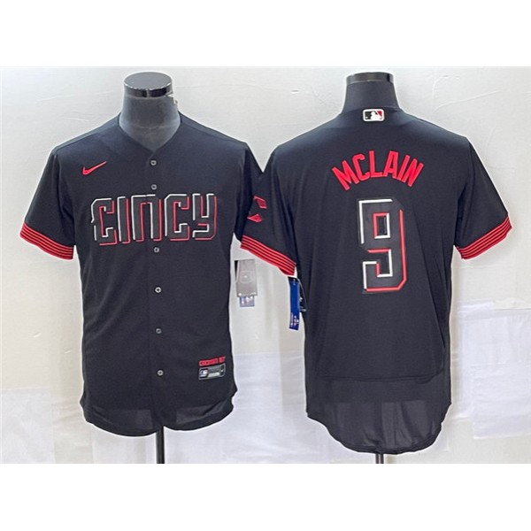 Cincinnati Reds #9 Matt McLain Black 2023 City Connect Flex Base Stitched Jersey